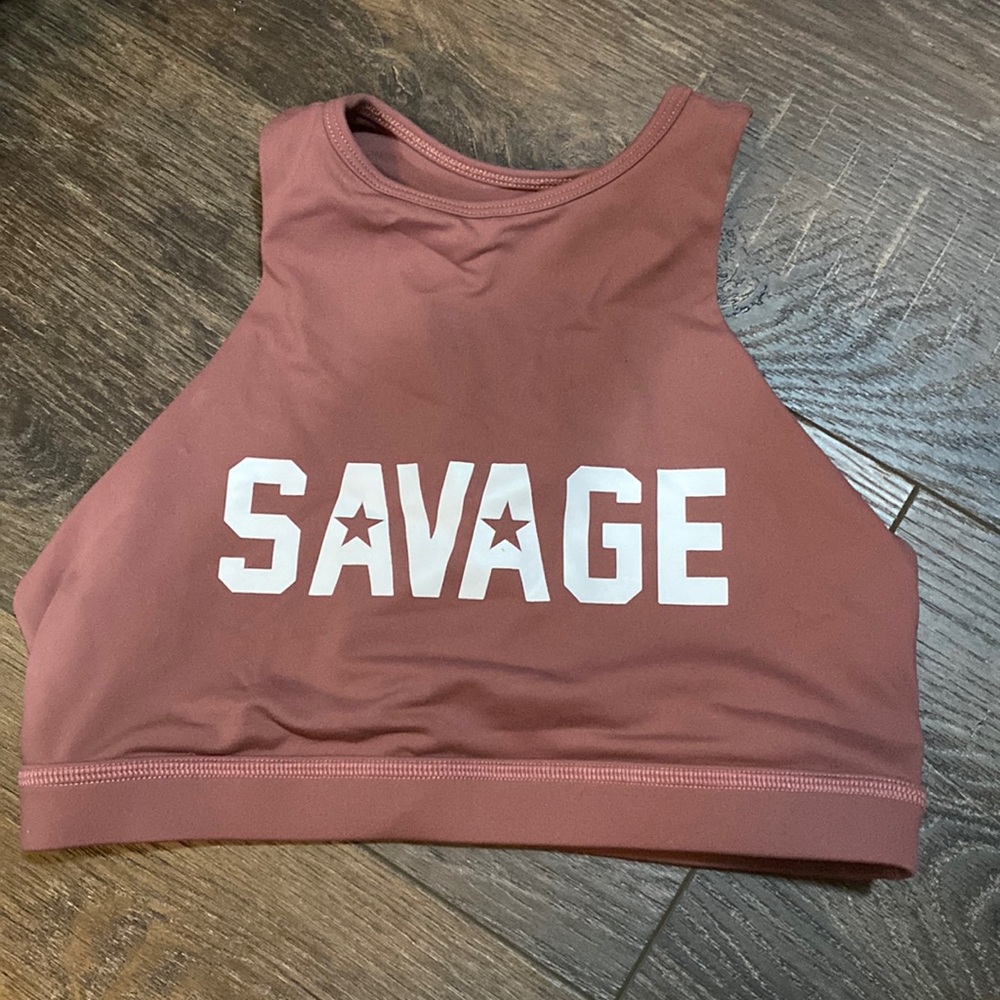 Savage barbell high neck sports bra